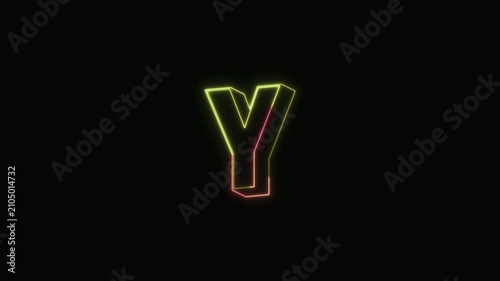  Alphabet Y Neon Text Seamless Loop 4K with Black Background Animated Promotional Typography for Video Editing