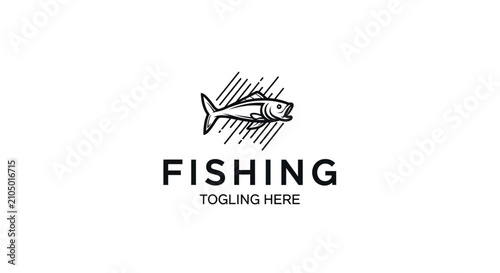 Fotografie Minimalist fishing logo with fish and hook design.