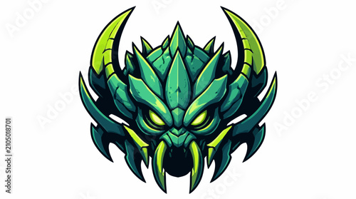 Konstfotografi Green Dragon Head Fierce Monster Creature Illustration.
