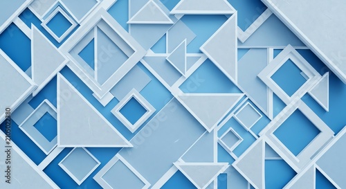 Seamless pattern of blue geometric shapes
