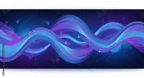Abstract blue and purple flowing wavy lines