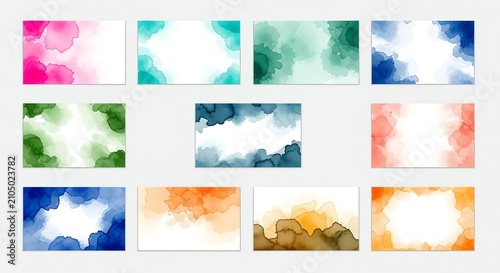 Collection of colorful watercolor background cards