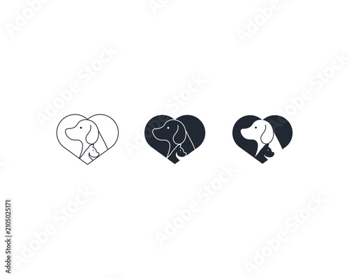 Dog and cat logo design template vector, line of pet logo design suitable for pet shop, store, cafe, business, hotel, veterinary clinic, Domestic animal vector illustration logotype, sign and symbol.