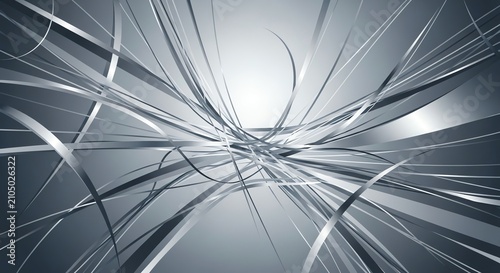 Silver metallic flowing lines on gray background