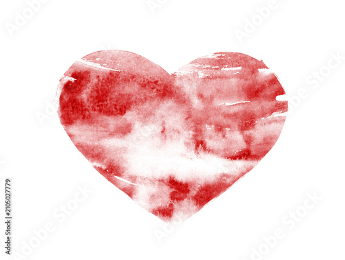 Red Love Heart Isolated on White Background.
