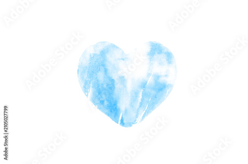 Blue Love Heart Isolated on White Background.