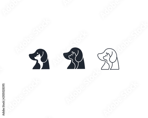Dog and cat logo design template vector, line of pet logo design suitable for pet shop, store, caffe, business, hotel, veterinary clinic, Domestic animal vector illustration logotype, sign, symbol.