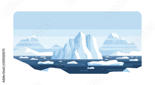 Obraz na płótnie Arctic landscape with floating icebergs in deep blue ocean
