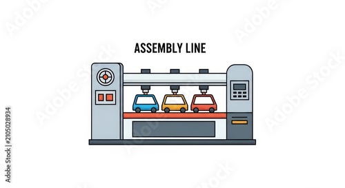 Cuadro en lienzo Industrial assembly line production factory machine.