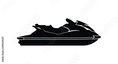 Canvas Print Black silhouette of a personal watercraft on a white background silhouette