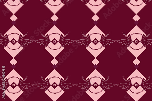 Quadro su tela Ornate pink diamond motifs align in rows on deep maroon for a rich, traditional feel