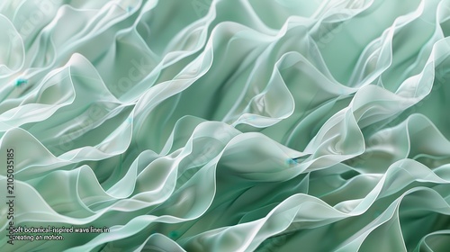 Fabric ripples in soft mint green create a flowing abstract texture that suggests elegance and movement.