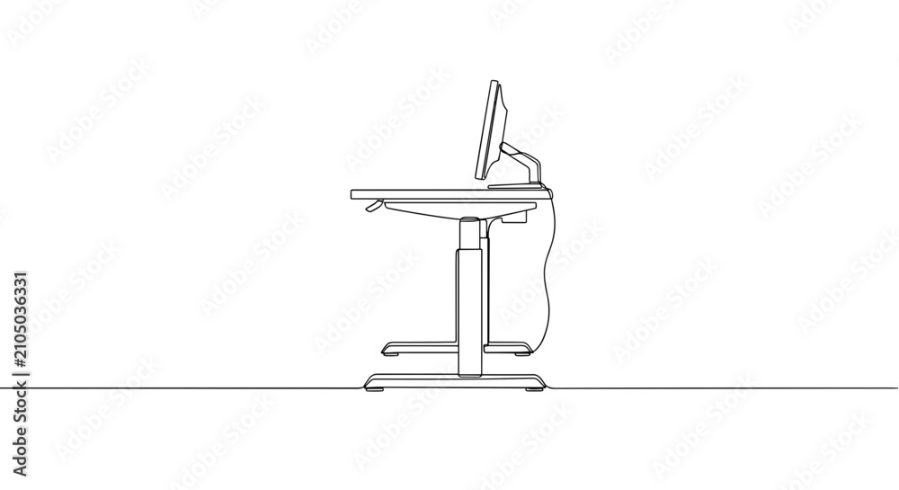 Fototapeta premium Adjustable student desk in continuous one line drawing style