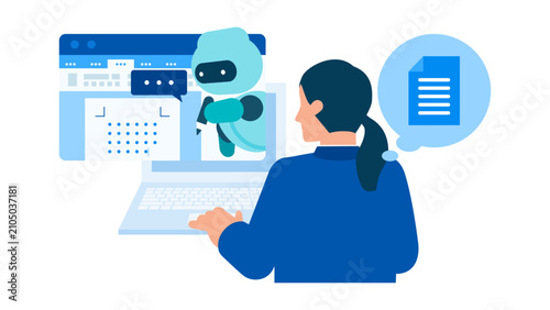 Valokuva Empowered by modern technology a female specialist smooths her corporate writing