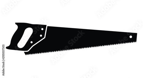 Bild auf Leinwand Hand saw in black silhouette against a white background silhouette handsaw