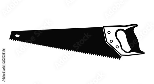 Фотография Hand saw with toothed blade and wooden handle black silhouette handsaw