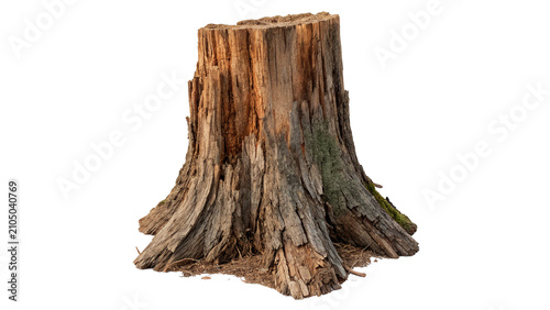 Fotografía Old weathered rustic wooden tree stump texture asset isolated on transparent bac