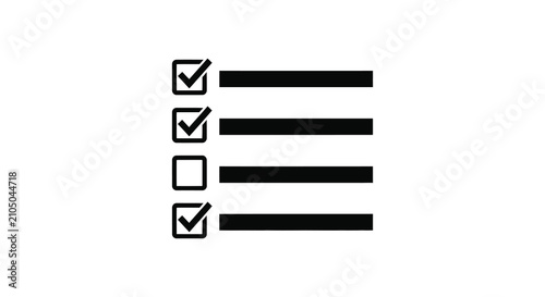 Photography Checklist with completed and incomplete tasks black and white silhouette items