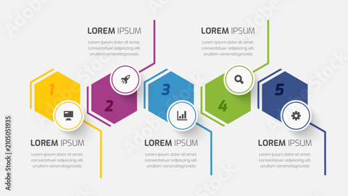 Modern Business Infographic Timeline Diagram Template with Five Number