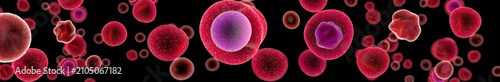 T cells attacking cancer cells, 3D illustration