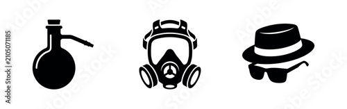 Canvas Print Chemistry, Gas Mask, and Heisenberg Hat Icons Set