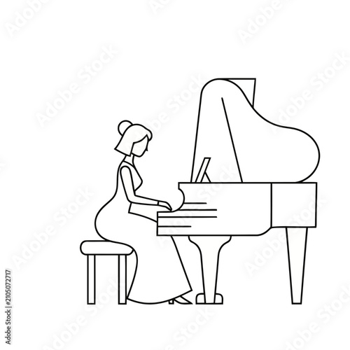 Woman playing grand piano