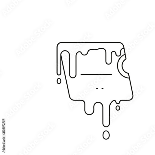 Abstract dripping shape with lines and circles