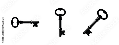 Skeleton Key Icons Set - Vintage and Antique Lock Opening Tools