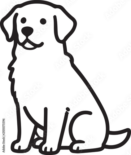 фотографія A charming cartoon illustration depicts a fluffy golden retriever sitting obediently, its friendly eyes and wagging tail exuding warmth and loyalty