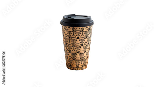 Photography Sleek empty disposable brown rippled paper cup mockup isolated on transparent ba