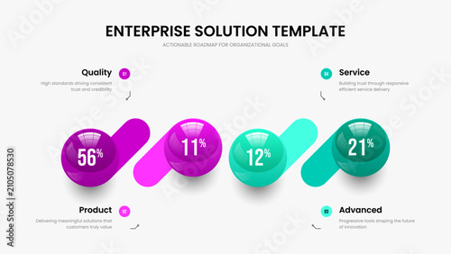 Visual Introduction 4 Step Infographic Slideshow Layout. Product Insight Four Element Diagram Frame Design. Corporate Portfolio Presentation Template Vector Illustration.