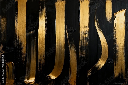 Elegant Gold Brushstrokes on Black Background