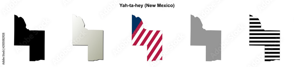 Obraz premium Yah-ta-hey (New Mexico) blank outline map set