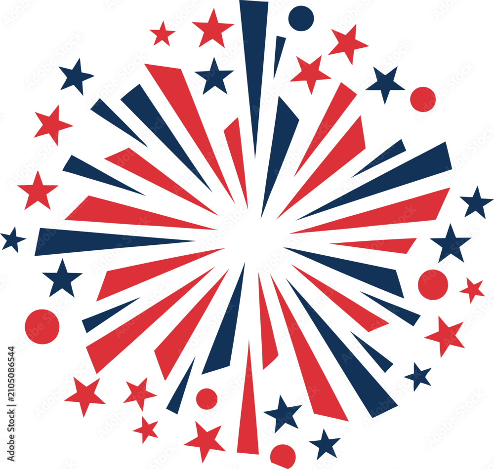 Obraz premium Stars and Stripes Radiating in a Circular Pattern with Red, White, and Blue Colors Featuring Design, Illustration, Vector
