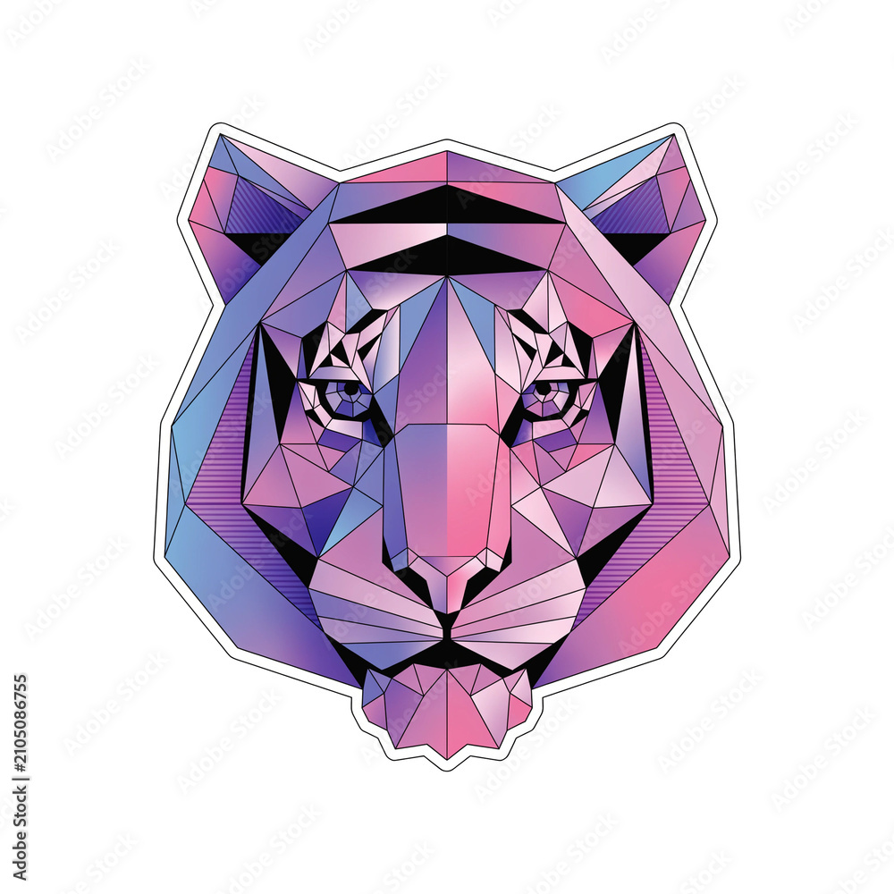 Fototapeta premium Low Poly Tiger Head PNG Sticker