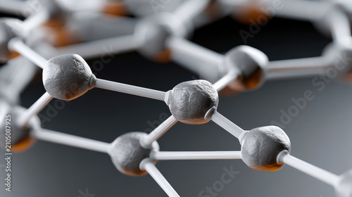 Graphene structure carbon atom molecular bond nanotechnology high fidelity microlevel visualization scientific 3D render abstract closeup