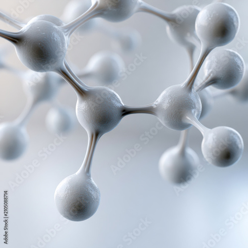 White molecular structure closeup smooth texture abstract science background high fidelity modern clean futuristic light tone