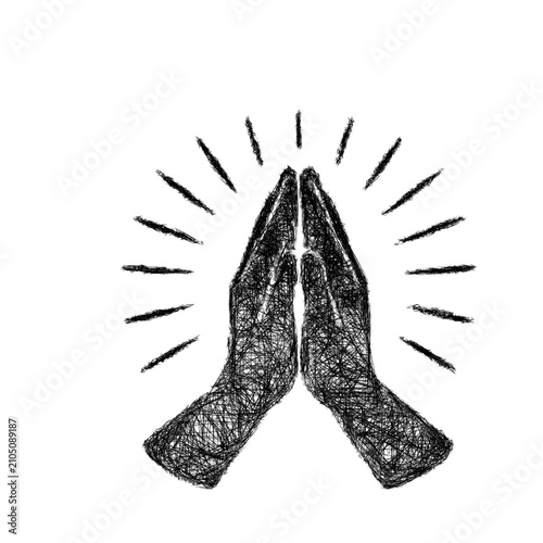 Принти на полотні Monochrome sketch prayer icon design