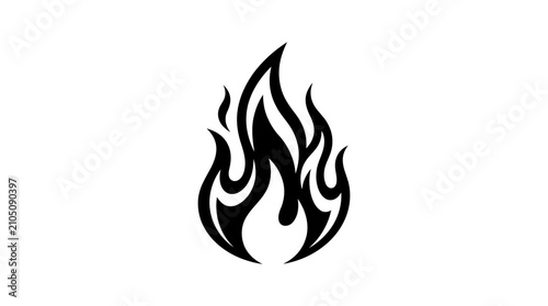 Black flame icon design element.