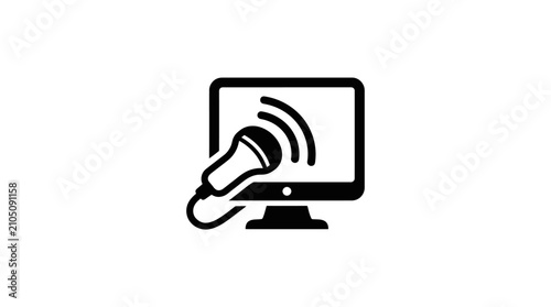 Billede på lærred Computer screen with loudspeaker icon.
