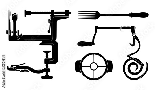 Fotografie Traditional Watchmaking and Clock Repair Precision Hand Tools Silhouette Icon Se
