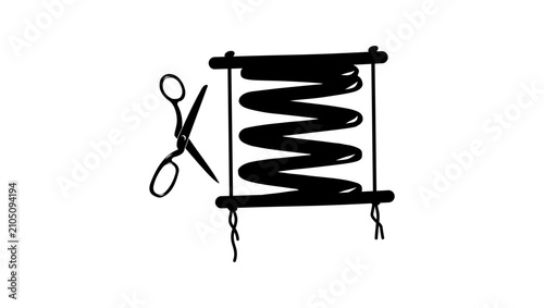 Фотография Revolution symbol, A taut spring awaits the release of energy, black isolated ve