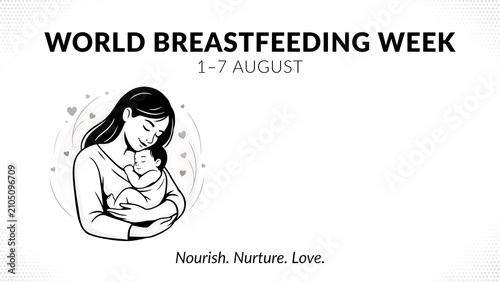 Mother breastfeeding baby illustration