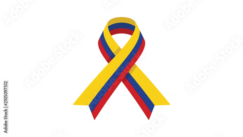 Fotografie Colombian Flag Ribbon Awareness Symbol Isolated White Background