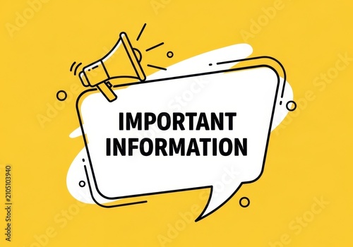 Important information announcement sign with megaphone icon
