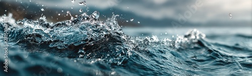 Close up of a wave in the ocean banner copy space