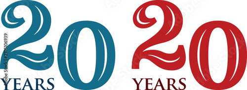 Canvastavla Anniversary years badge collection featuring 10, 20, 25, 30, 40, 50, 60 and 70 years celebration labels