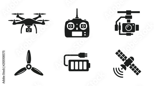 Photos Drone Technology Icons – Aerial Photography and Flight Equipment
