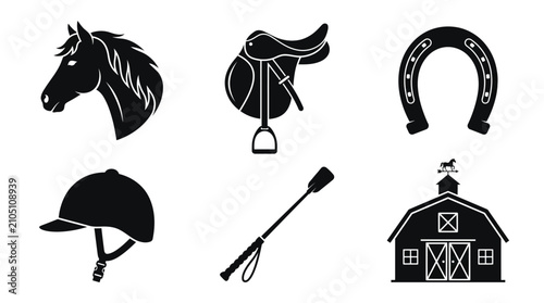 Картината върху платно Equestrian Icons – Horse Riding and Stable Equipment