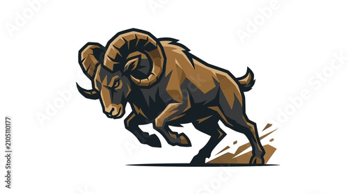 Photos Energetic concept illustration of a charging ram, highlighting its formidable ho